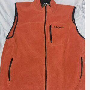 Timberland Fleece Vest Men’s XL Orange Full Zip Sleeveless Zip Pockets Hunting